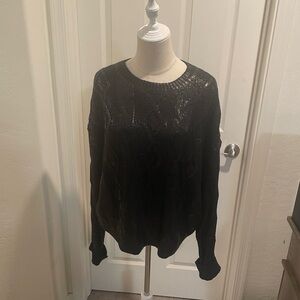 Elan Black (metallic) cable sweater